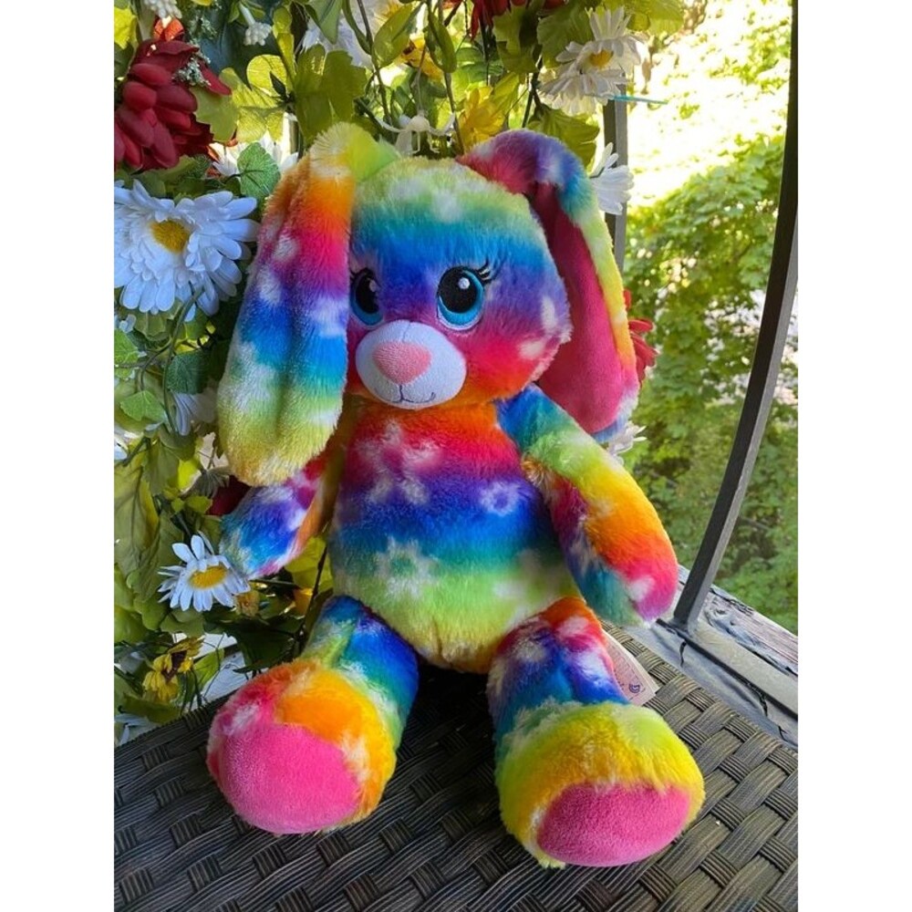 ^ Build-A-Bear Bright Blooms Bunny 16" Rainbow Tie-Dye Flower Plush Rabbit 2014